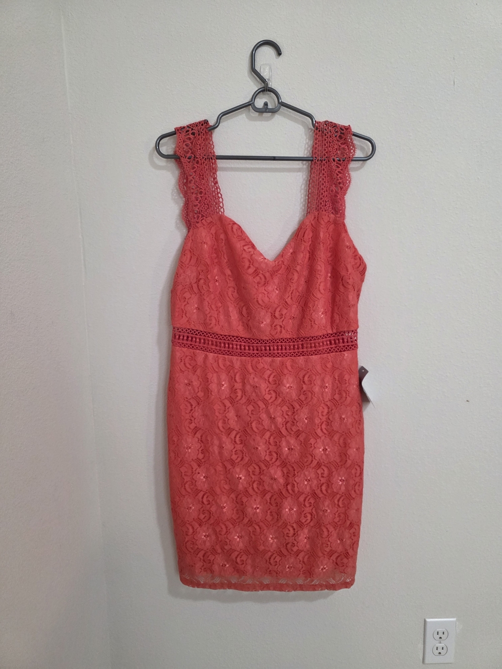 NSR Coral Lace V-Neck Mini Dress